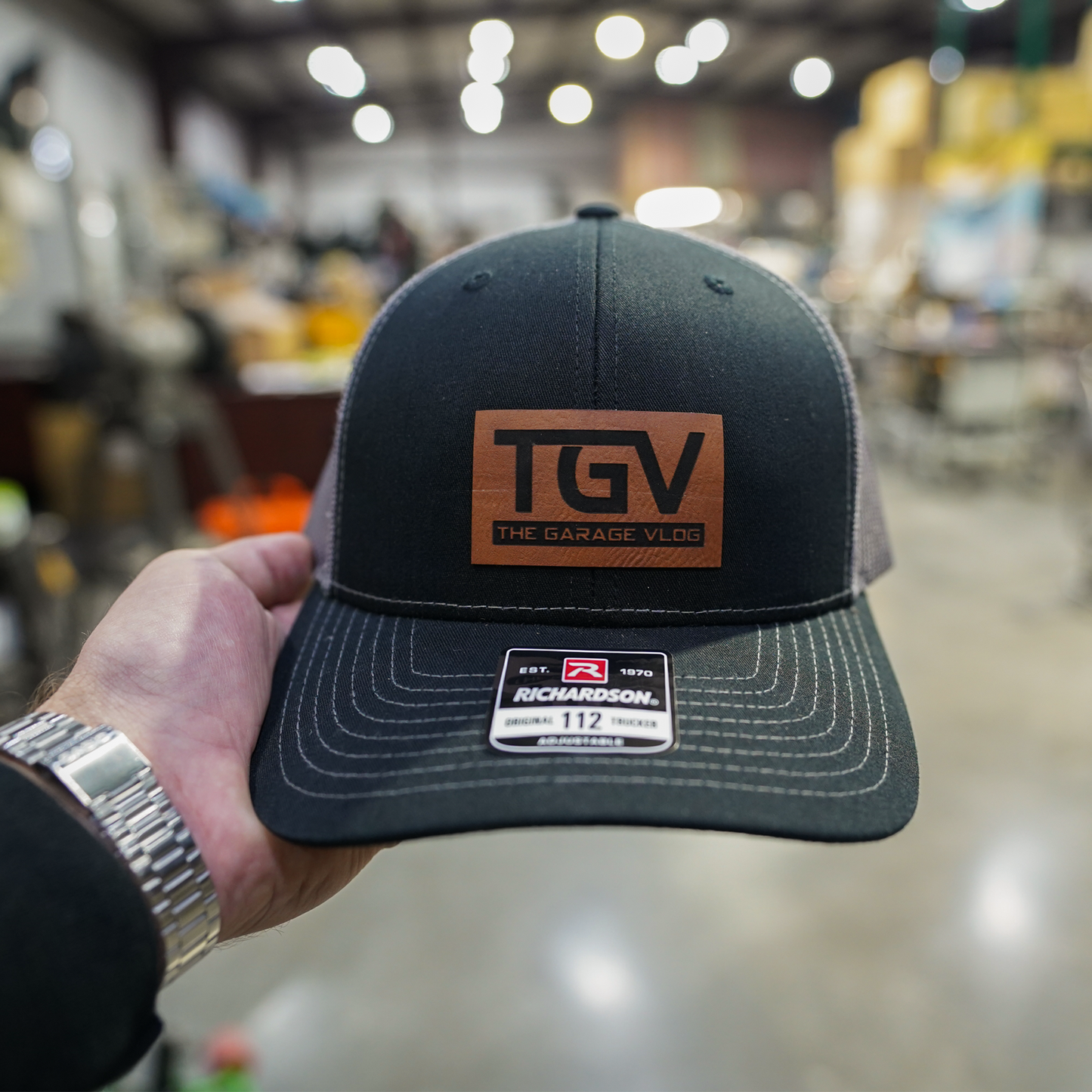 TGV Leather Patch Snap Back Hat (Brown)